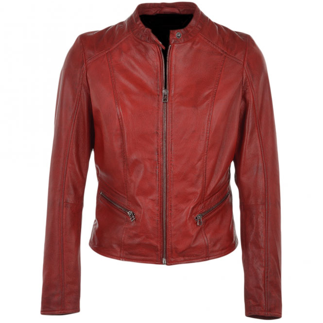 Ladies Motorcycle Leather Biker Jacket For Women